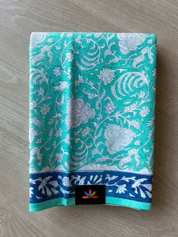 Handblock Printed Mul Cotton Saree -6117