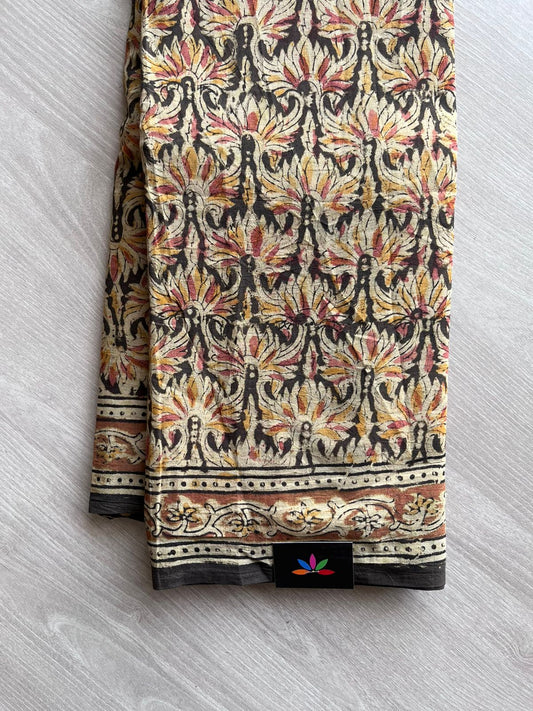 Handblock Printed Kalamkari Mul Cotton Saree -10977_10978