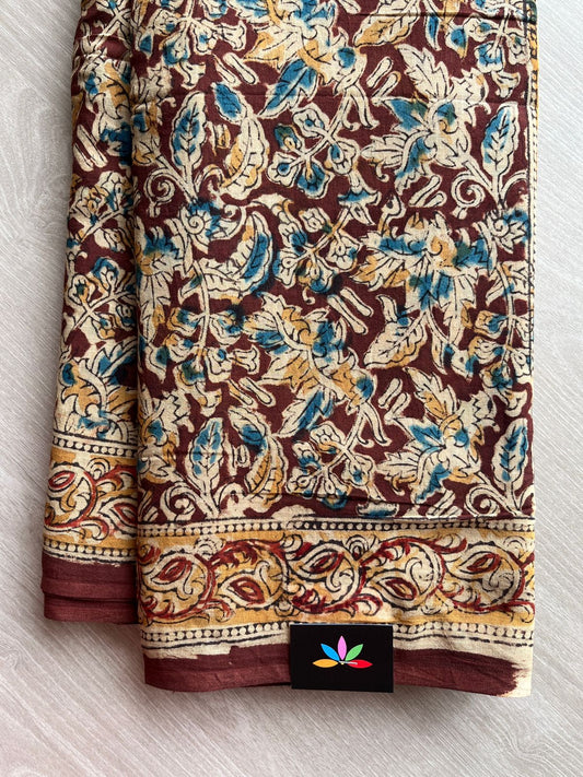 Handblock Printed Kalamkari Mul Cotton Saree -13299-13300