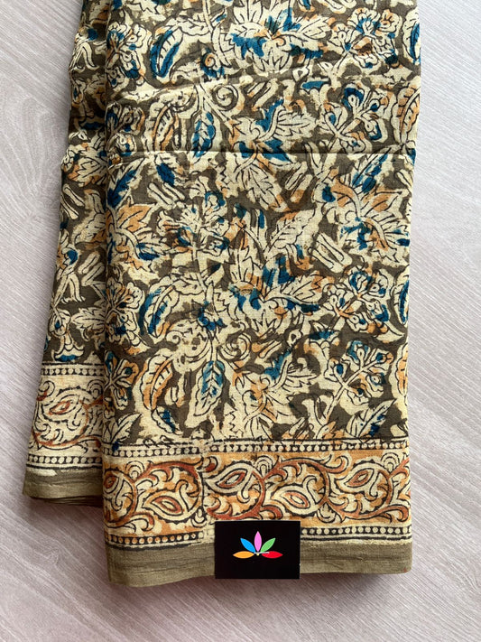 Handblock Printed Kalamkari Mul Cotton Saree -13305-13306