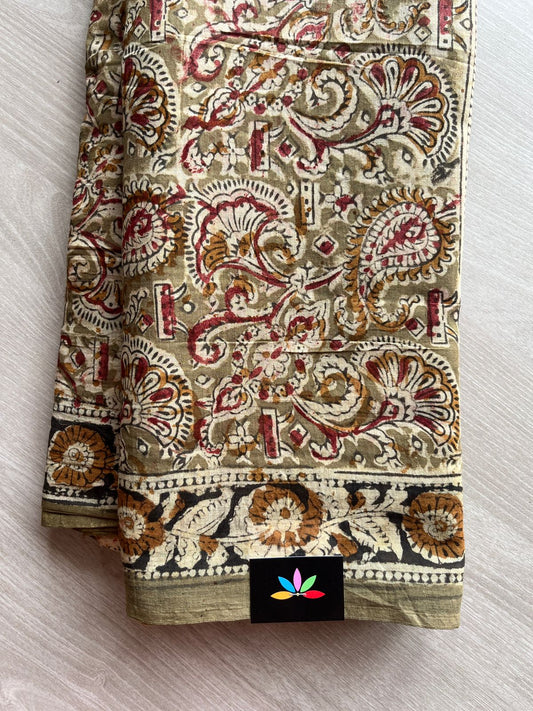 Handblock Printed Kalamkari Mul Cotton Saree -13309-13310