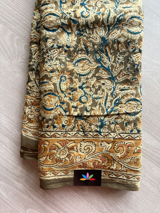 Handblock Printed Kalamkari Mul Cotton Saree -13315-13316