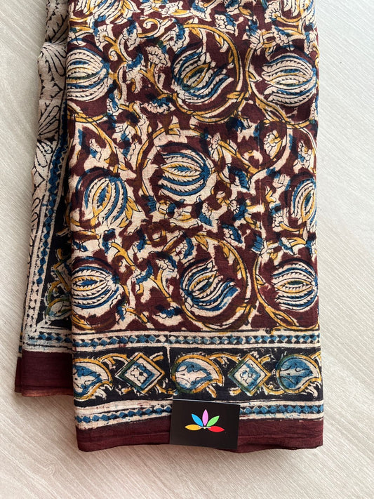 Handblock Printed Kalamkari Mul Cotton Saree -13323-13324