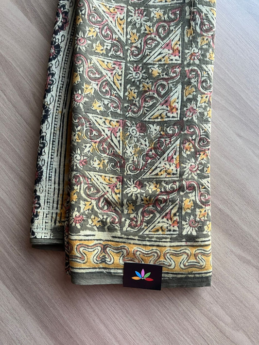 Handblock Printed Kalamkari Mul Cotton Saree -13833