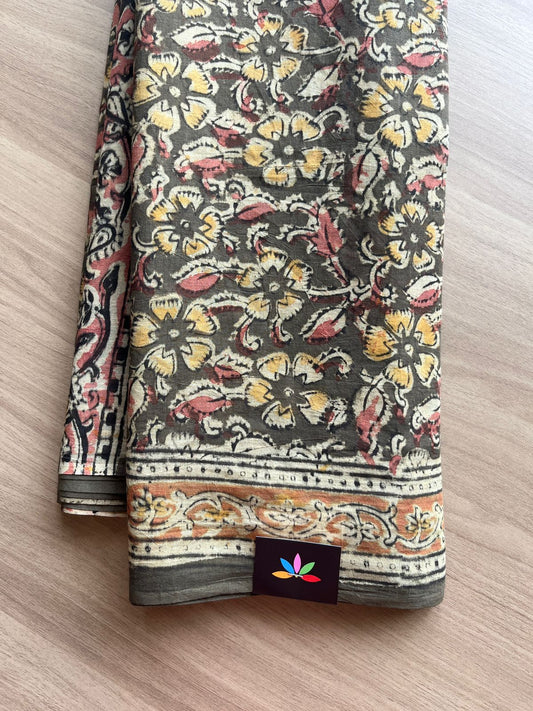 Handblock Printed Kalamkari Mul Cotton Saree -13839