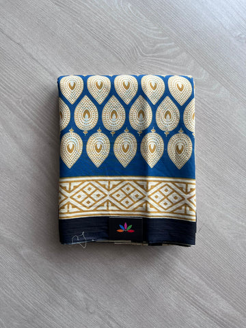 Hand Block Printed Fine Mul Cotton Saree -11005_11006