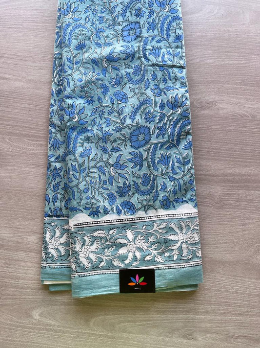 Handblock Printed Mul Cotton Saree -9227-9229