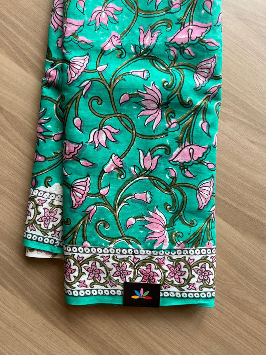 Handblock Printed Mul Cotton Saree-21301-21302