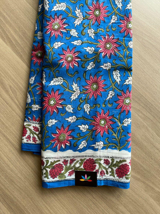Handblock Printed Mul Cotton Saree-21303-21304
