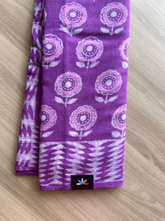 Handblock Printed Mul Cotton Saree-21339-21340