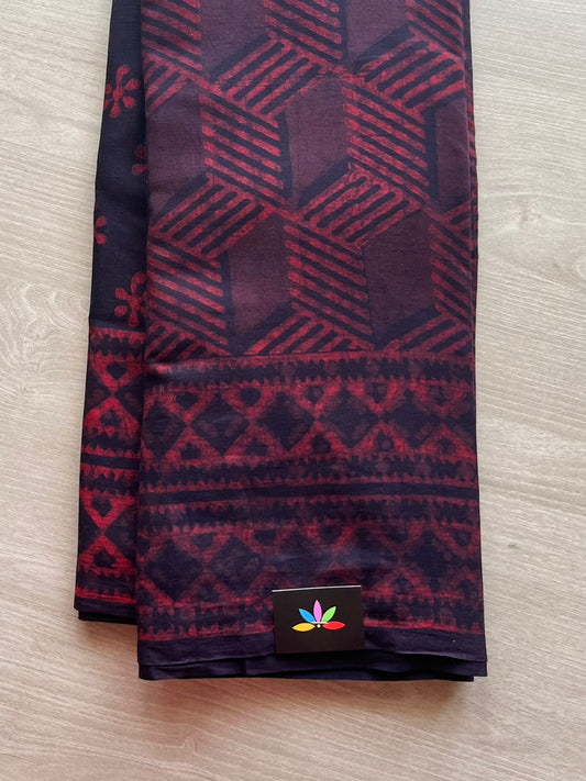 Akola Handblock Printed Mul Cotton Saree -12994