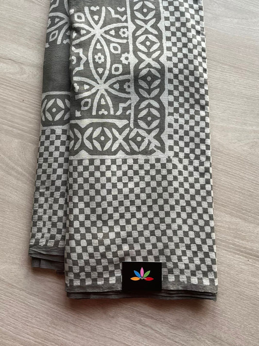 Akola Handblock Printed Mul Cotton Saree -13006