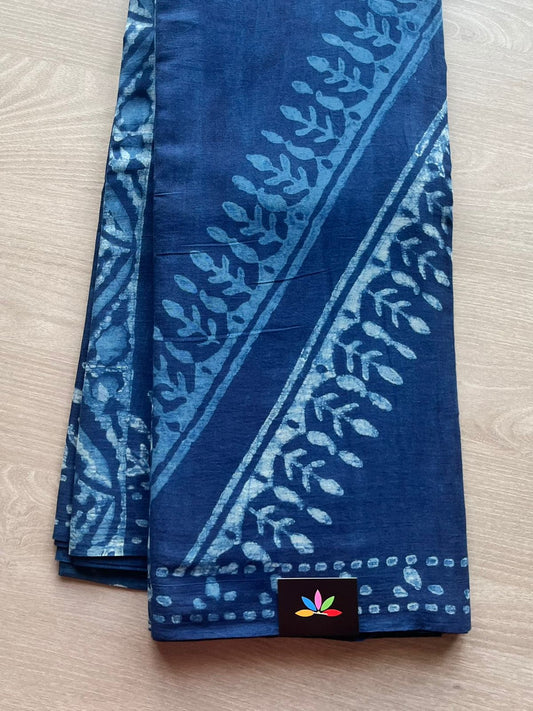 Akola Handblock Printed Mul Cotton Saree -13007