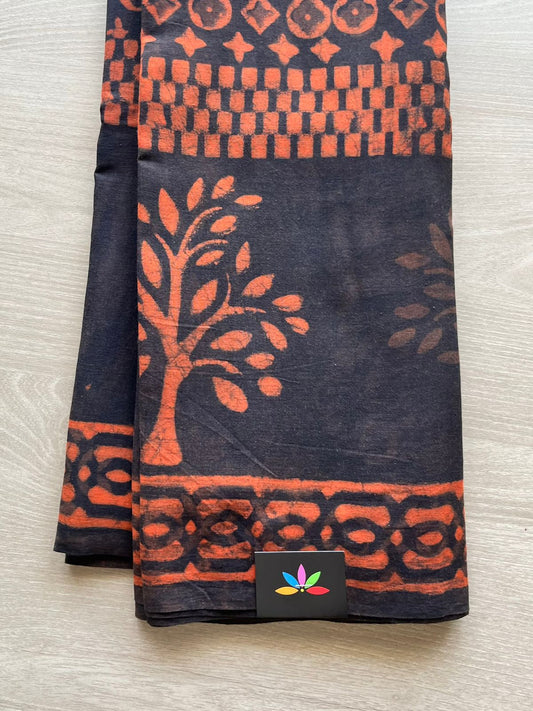 Akola Handblock Printed Mul Cotton Saree -13022