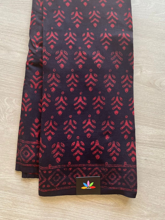 Akola Handblock Printed Mul Cotton Saree -13030