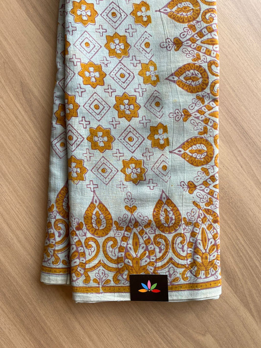 Akola Handblock Printed Mul Cotton Saree -13670