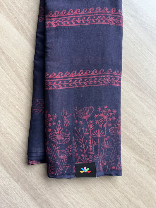 Akola Handblock Printed Mul Cotton Saree -14594