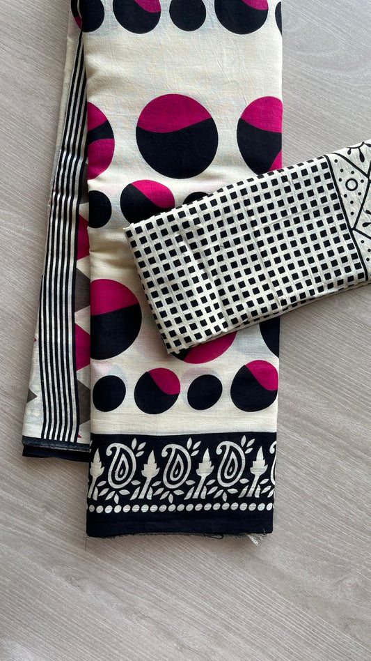 Screen Printed Mul Cotton Saree-24452