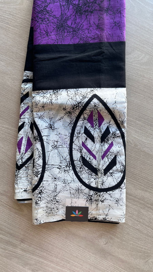 Screen Printed Mul Cotton Saree-24462