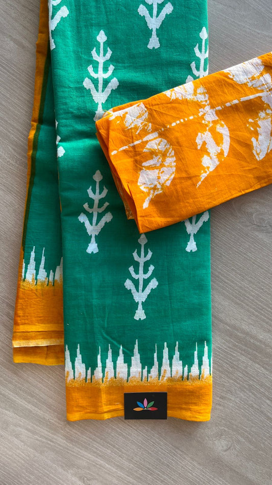 Screen Printed Mul Cotton Saree-24466