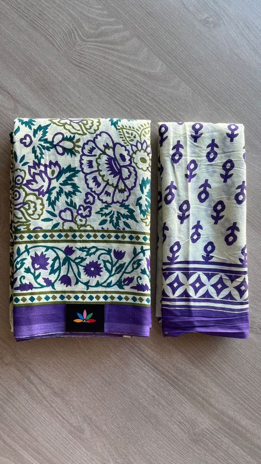 Screen Printed Mul Cotton Saree-24467