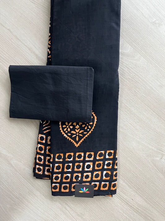 Block Printed Mul Cotton Saree-24482