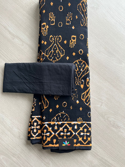 Block Printed Mul Cotton Saree-24483