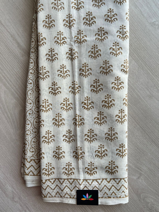 Bagh Handblock Print Mul Cotton Saree -26827