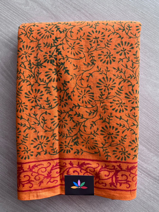 Bagh Handblock Print Mul Cotton Saree -26828