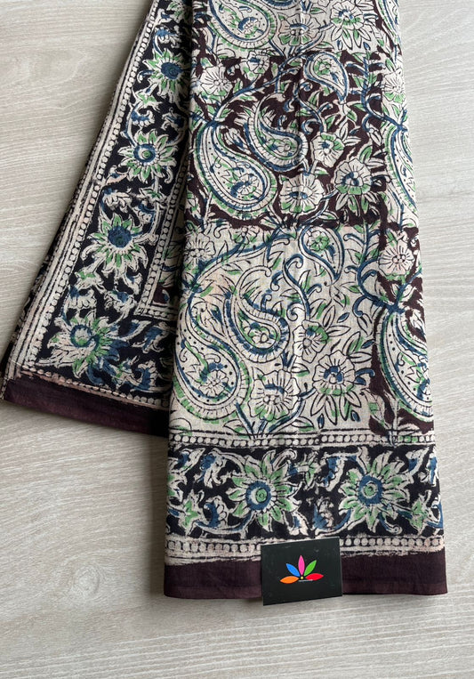 Handblock Printed Kalamkari Mul Cotton Saree -7469-7472