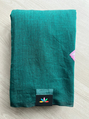 Hand Brush Printed Feather Light Mul Cotton Saree - 28350