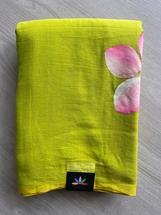 Hand Brush Printed Feather Light Mul Cotton Saree - 28353 - 28370