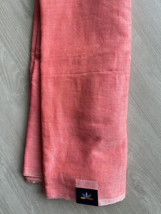 Hand Brush Printed Feather Light Mul Cotton Saree - 28357 / 28373