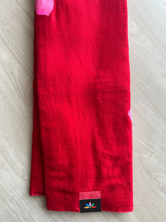 Hand Brush Printed Feather Light Mul Cotton Saree - 28365 / 28378