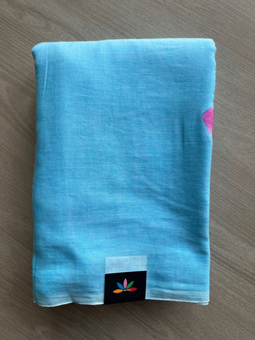 Hand Brush Printed Feather Light Mul Cotton Saree - 28366 / 28379