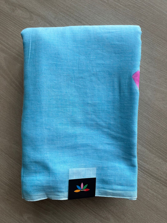 Hand Brush Printed Feather Light Mul Cotton Saree - 28366 / 28379