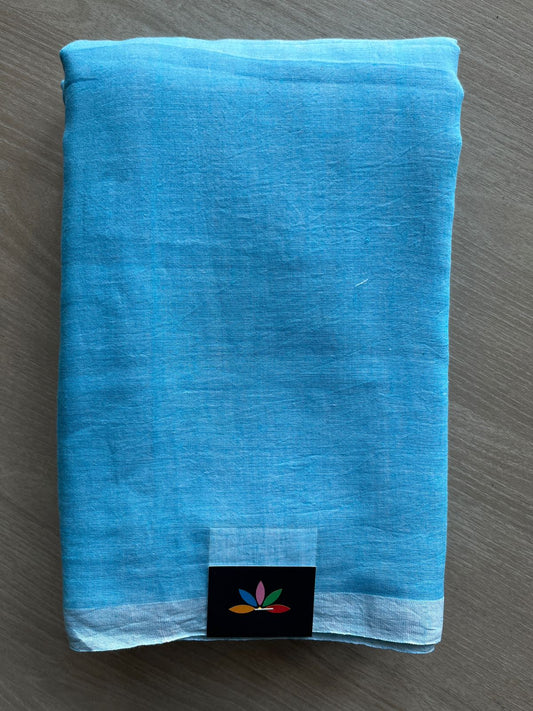 Plain Feather Light Mul Cotton Saree (Without blouse) -28383_28384