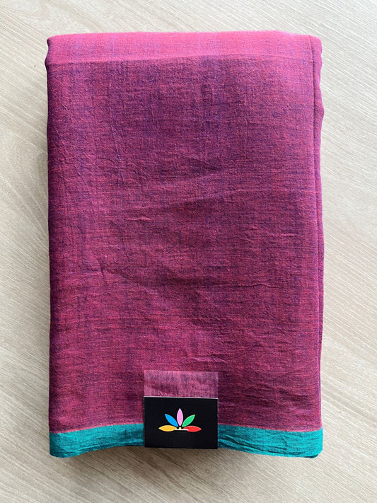 Plain Feather Light Mul Cotton Saree (Without blouse)-28389_28390