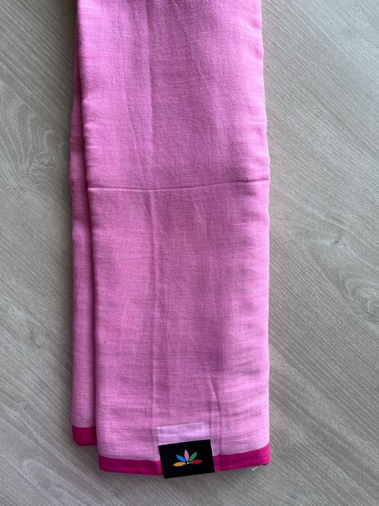 Light Pink Plain Feather Light Mul Cotton Saree (Without blouse) -30165-30166