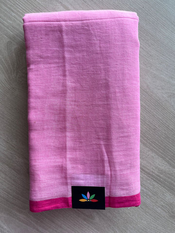 Light Pink Plain Feather Light Mul Cotton Saree (Without blouse) -30165-30166