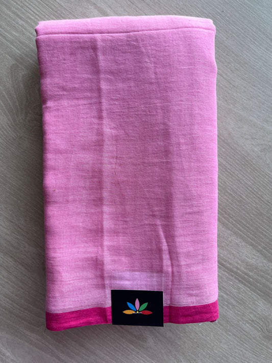 Light Pink Plain Feather Light Mul Cotton Saree (Without blouse) -30165-30166