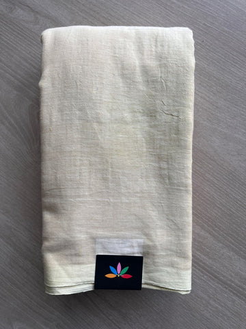 Cream White Plain Feather Light Mul Cotton Saree (Without blouse) - 31505