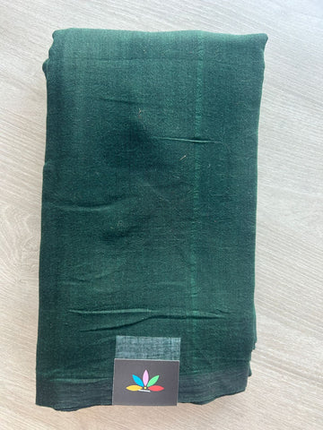 Double Tone (Forest Green/Black) Plain Feather Light Mul Cotton Saree (Without blouse) - 32865