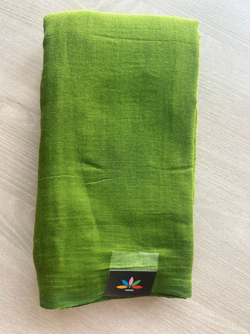 Parrot Green Plain Feather Light Mul Cotton Saree (Without blouse) - 32870