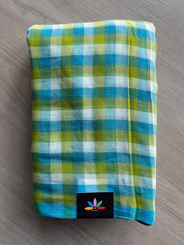 Checked Light Mul Cotton Saree (Without blouse) - 32917_32918