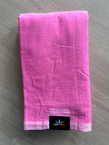 Ultra Pink Plain Feather Light Mul Cotton Saree (Without blouse) - 32947-32948