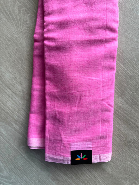Ultra Pink Plain Feather Light Mul Cotton Saree (Without blouse) - 32947-32948