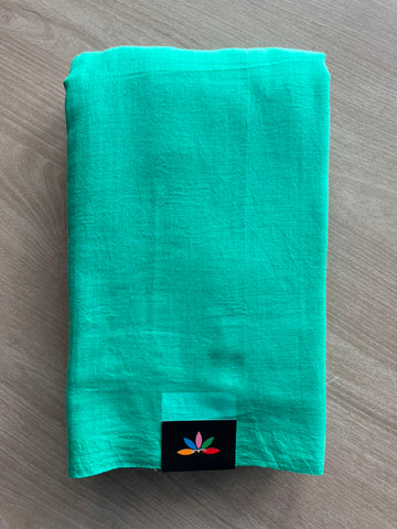 Light Sea Green Plain Feather Light Mul Cotton Saree (Without blouse) - 32973-32974
