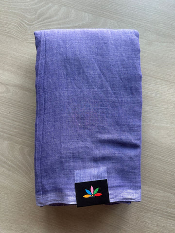 Dark Periwinkle Shade Plain Feather Light Mul Cotton Saree (Without blouse) - 33007