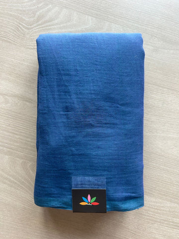 Sapphire Blue Plain Feather Light Mul Cotton Saree (Without blouse) - 33009